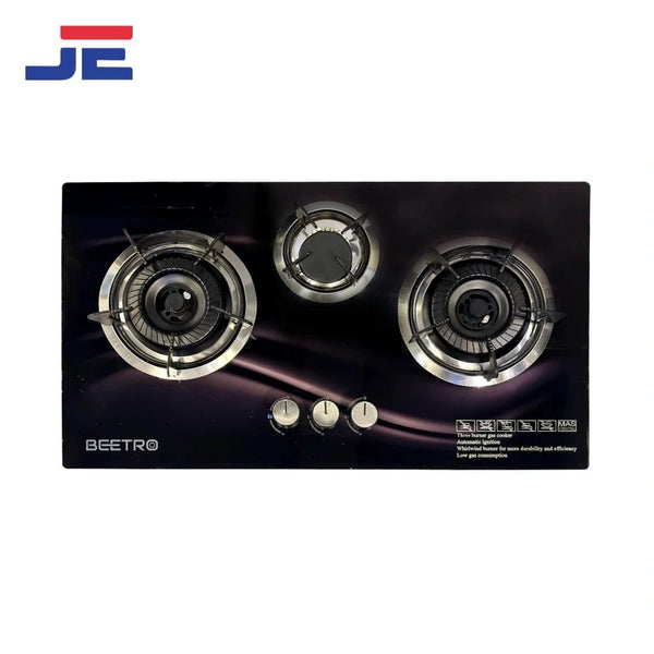 Beetro Kitchen Hob (Mas - 29) 3 BRN Glass (Black) - Japan Electronics