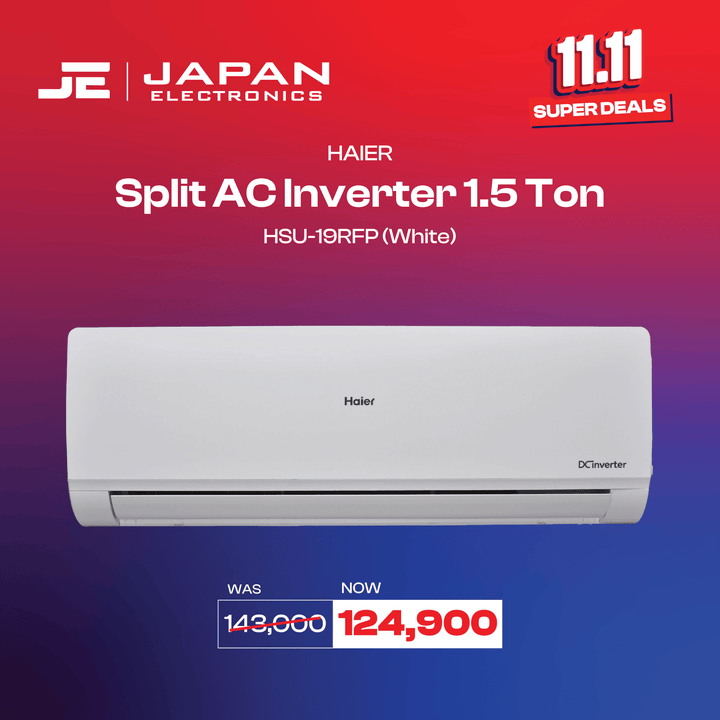 Haier AC Split Inverter 1.5 Ton HSU - 19RFP (White) - Japan Electronics - Best Electronics Store in Rwp & Islamabad